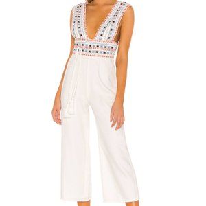 white jumpsuit woven top